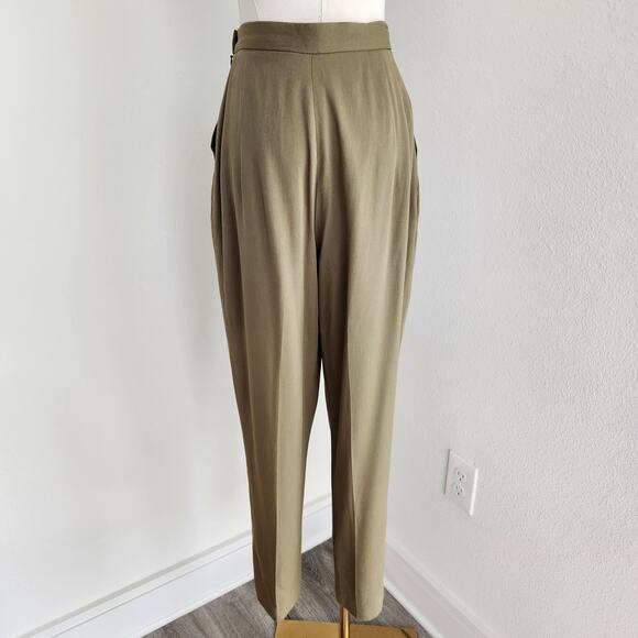 Vintage Hillary Charles High Waisted Trousers Straight Leg Khaki Pants 4 - Picture 8 of 10